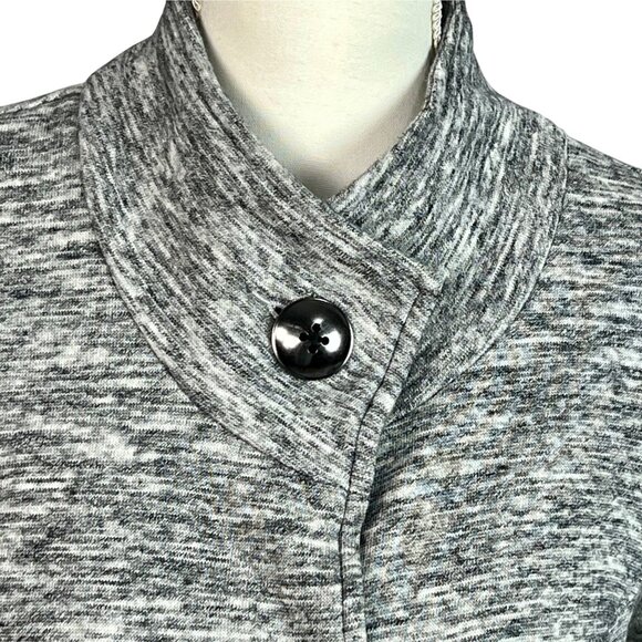 CAbi Gray Hourglass Heather Marled Gray Fleece Jacket M # 596 Metallic Buttons - Picture 3 of 12